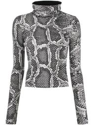 snakeskin-print high-neck top