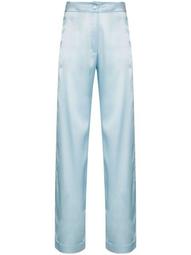 high-waisted silk trousers
