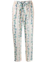 tie waist cropped floral print trousers