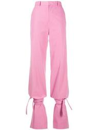 high-waisted tie-ankle trousers