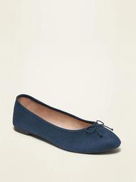 Water-Repellent Faux-Suede Almond-Toe Flats for Women