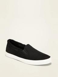 Faux-Suede Sherpa-Lined Slip-Ons for Women