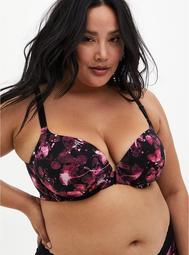 Black Floral Front Clasp 360° Back Smoothing™ Lightly Lined T-Shirt Bra