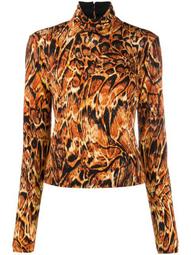 abstract print mock neck top