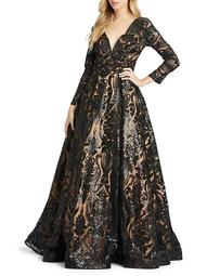 Burnout Damask Ball Gown