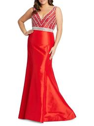 Plus Embellished-Bodice Mermaid Gown
