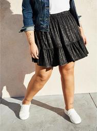 Black Wash Super Soft Tiered Mini Circle Skirt
