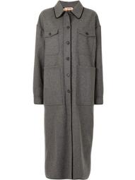 contrast-trim single-breasted coat