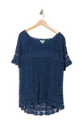 Crochet Lace Short Sleeve Top