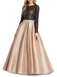Beaded Lace & Satin Ball Gown