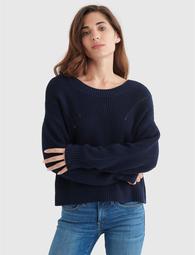 CROPPED RIB-KNIT PULLOVER REVERSIBLE SWEATER