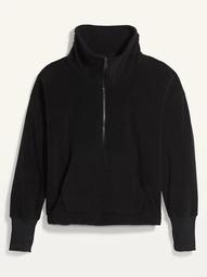 Loose Quarter-Zip Micro Performance Fleece Plus-Size Sweatshirt