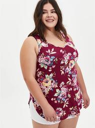 Super Soft Red Floral Tunic Tank