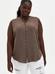 Harper - Taupe Gauze Button-Front Tunic