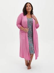 Super Soft Rib Pink Sleep Duster Robe