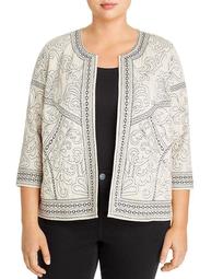 Embroidered Open-Front Jacket
