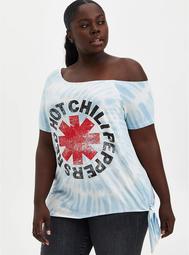Off-Shoulder Tee - Red Hot Chili Peppers White Tie-Dye