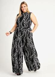 Tall Belted Chain Palazzo Jumpsuit