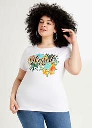 Metallic Blessed Floral Graphic Tee