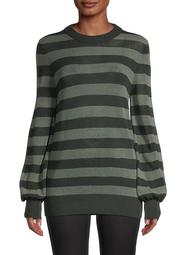 Striped Mesh-Knit Wool Sweater