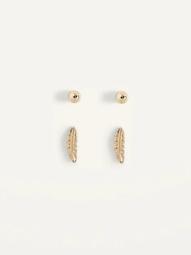 Gold-Plated Stud Earrings 2-Pack for Women