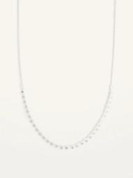 Delicate Silver-Toned Pendant Disk Chain Necklace for Women