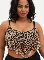 Leopard Wireless V-Flounce Bikini Top