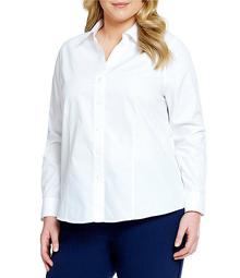 Plus Size Christine Gold Label Non-Iron Long Sleeve Button Front Shirt
