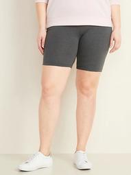 High-Waisted Jersey Plus-Size Biker Shorts -- 7-inch inseam