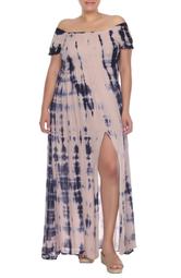 Off-the-Shoulder Tie Dye Print Maxi Dress