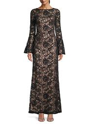 Bell-Sleeve Lace Gown