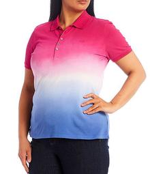 Plus Size Dip-Dye Pique Polo Shirt