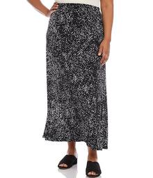 Plus Size Abstract Dot Print Pull-On Maxi Skirt