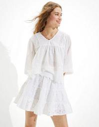 AE Solid Eyelet Tiered Mini Skirt