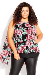 Grace Double Layer Print Top - pink floral