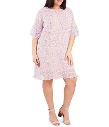 Plus Size Tiered Short Sleeve Floral Dress