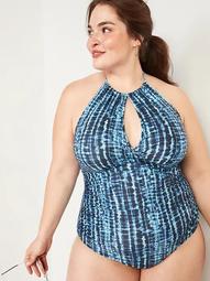 Secret-Slim Halter Plus-Size One-Piece Swimsuit