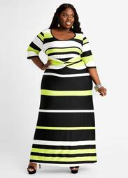Stripe Crisscross Waist Maxi Dress