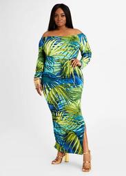 Palm Tree Off The Shoulder Maxi