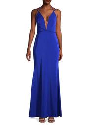 Crepe Plunge Front Gown