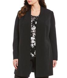 Plus Size Stretch Crepe Open-Front Topper Jacket
