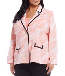 Plus Size Long Sleeve Abstract Animal One Button Blazer