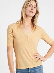 Slub Cotton-Modal Henley T-Shirt