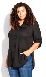 Button Front Tunic - black