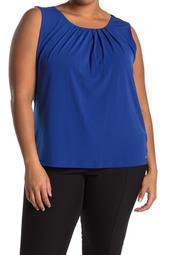 Pleated Neck Solid Tank