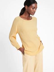 Ribbed Boat-Neck Sweater Top