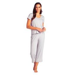 Softies Women’s Short Sleeve ​Capri-Length PJ Set with Contrast Piping