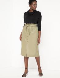Faux Leather Snap Front Skirt