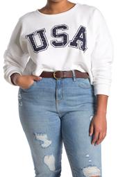 State Print Cropped Fleece Pullover