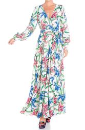 Lily Pad Floral Print Maxi Wrap Style Dress